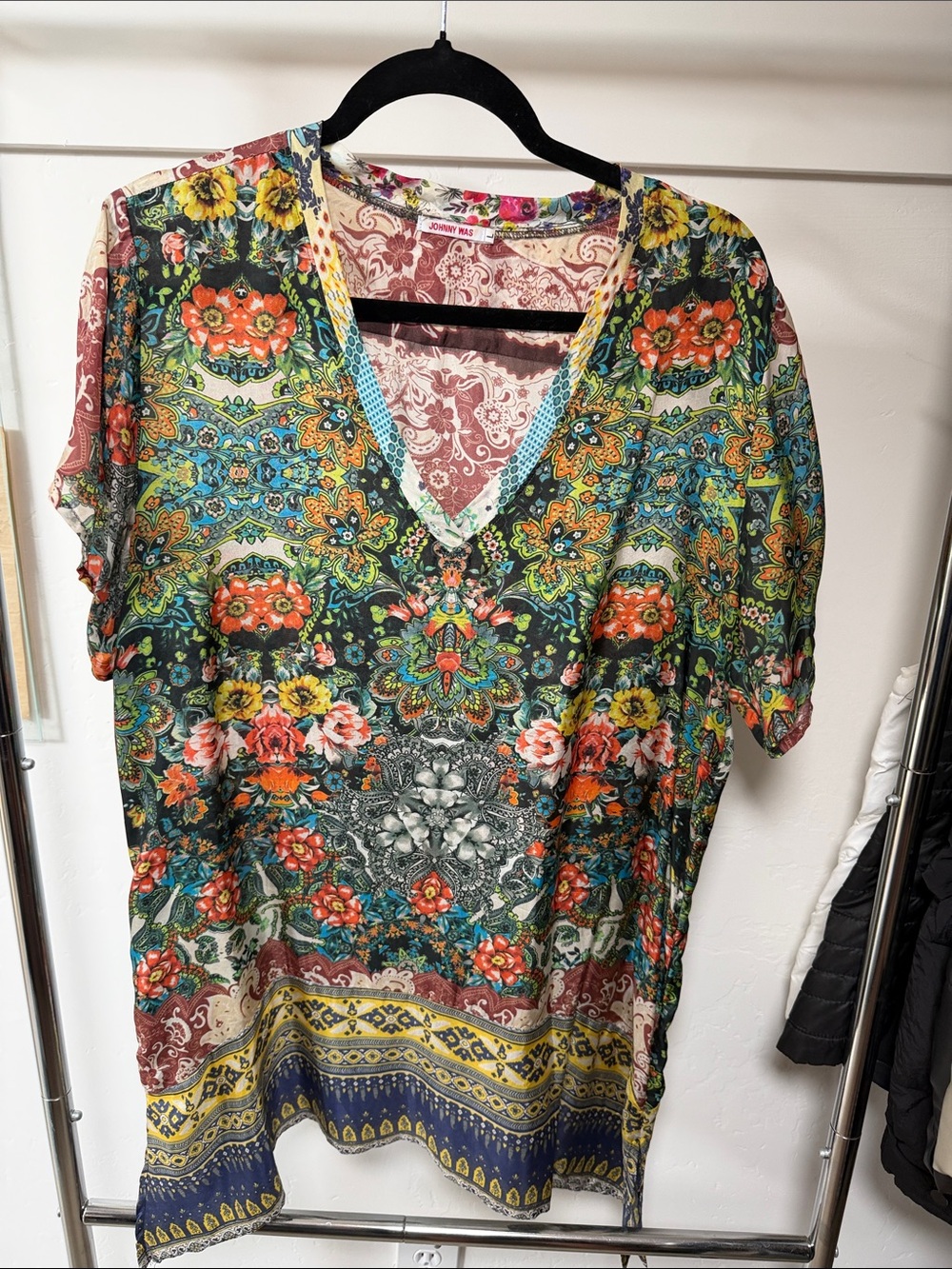 Johnny Was Multicolor Floral V-Neck Tunic